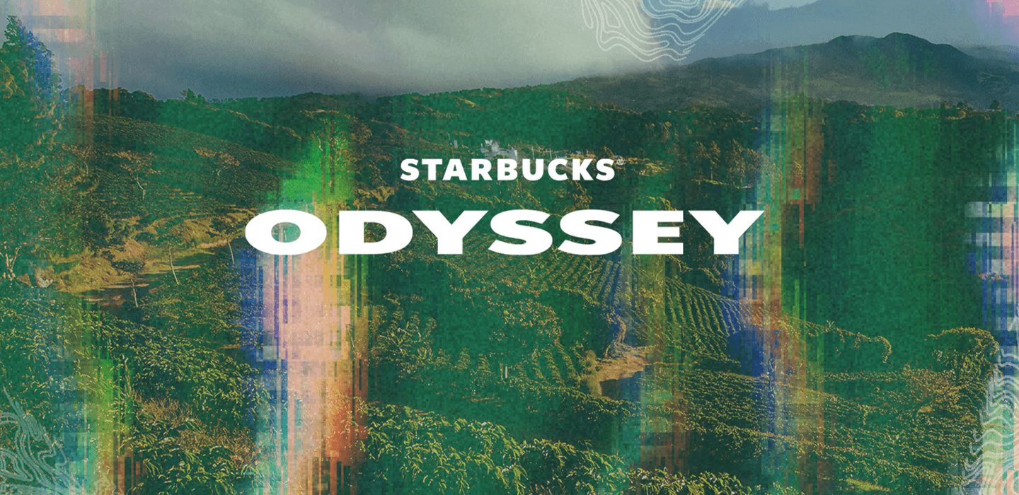 Starbucks Odyssey – Image of a plantation with a digital glitch effect filter